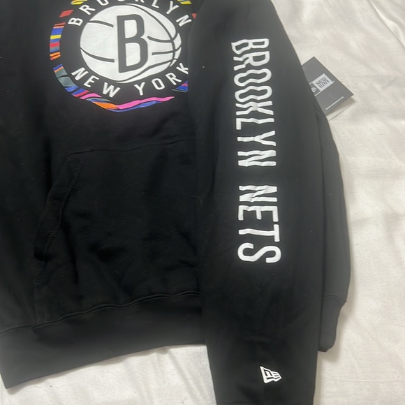 Brooklyn Nets New York NBA Black Hoodie Medium Mens Hoodie Basketball New Era - Picture 3 of 16